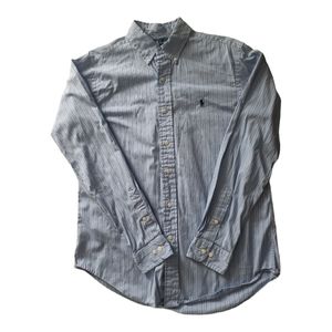 Ralph lauren classic fit men's button up blue striped shirt 15 1/2